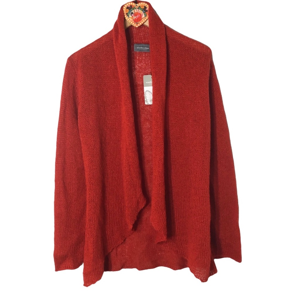 Wooden Ships Red Open Front Cardigan